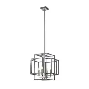 Image of Delaware Ceiling Pendant, 4 Light E14, Anthracite, Satin Nickel