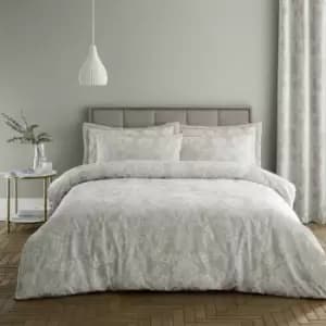 Image of Catherine Lansfield Classic Jacquard Damask Cotton Rich Duvet Cover Set, Natural, King