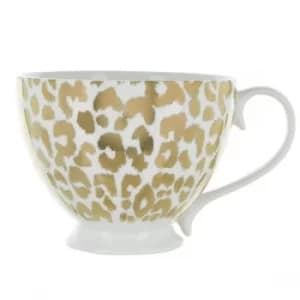 Image of Animal Luxe Footed Mug Leopard Print Gold