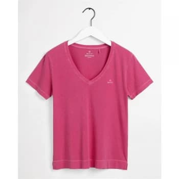 Image of Gant Short Sleeve V Neck T Shirt - 673 CABARET PNK
