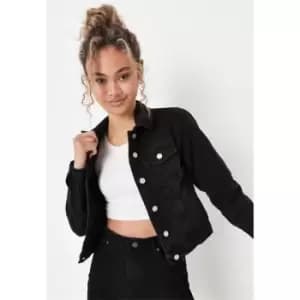 Image of Missguided Tall Fitted Denim Jacket - Black