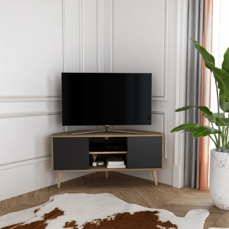 Image of Decorotika Lesson Corner TV Stand Multimedia Centre for TVs up to 55" Black