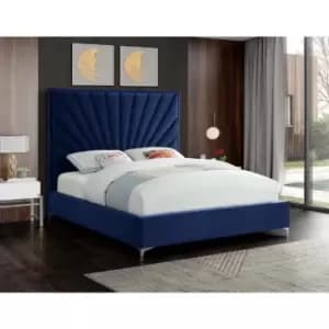 Image of Errence Bed King Plush Velvet Blue