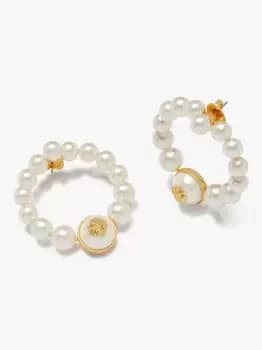 Image of Kate Spade Pearls On Pearls Hoops, Cream/Gold, One Size