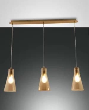 Image of Dafne Straight Bar Pendant Ceiling Light Amber Glass, E27