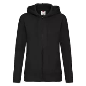 Image of Fruit Of The Loom Ladies Lady-Fit Hooded Sweatshirt Jacket (XS) (Black)