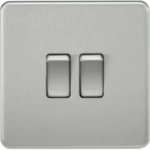 Image of MLA Knightsbridge 10AX 2 Gang 2-Way Switch Brushed Chrome - SF3000BC