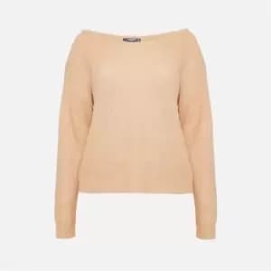 Image of Missguided Plus Size Off Shoulder Jumper - Beige