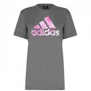 Image of adidas Zebra Logo T Shirt Womens - Grey/White
