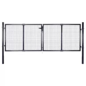 Image of Vidaxl Mesh Garden Gate Galvanised Steel 289X100 Cm Grey