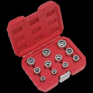 Image of Sealey 11 Piece 3/8" Drive Bolt Extractor Socket Set Metric 3/8"