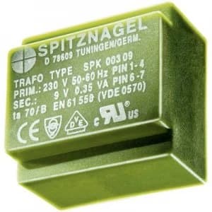 Image of PCB mount transformer 1 x 230 V 1 x 12 V AC 0.45 VA 38 mA