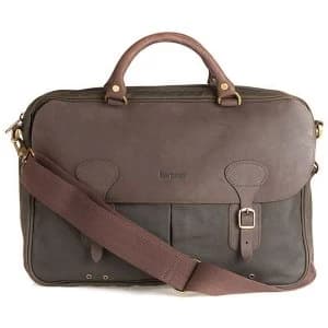 Image of Barbour Unisex Wax Leather Briefcase Olive One