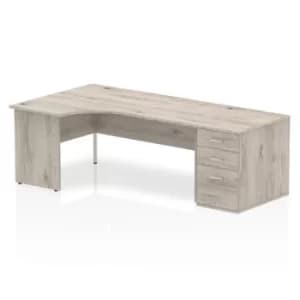 Image of Impulse 1800 Left Hand Panel End Workstation 800 Pedestal Bundle Grey Oak