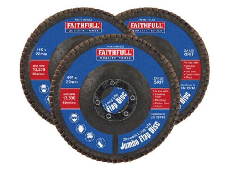 Image of Faithfull Zirconia Abrasive Jumbo Flap Disc FAIFD11512Z3 Diameter: 115mm