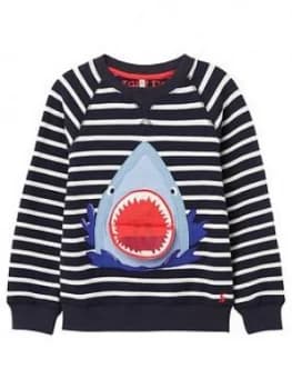 Image of Joules Toddler Boys Ventura Shark Sweat Top - Navy, Size 6 Years