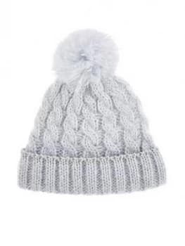 Image of Monsoon Baby Girls Evie Ombre Cable Sparkle Hat - Blue, Size 1-3 Years