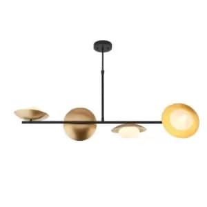 Image of Dark Bronze & Gold Metal Ceiling Pendant Light - 4 Bulb Hanging Lamp Fitting
