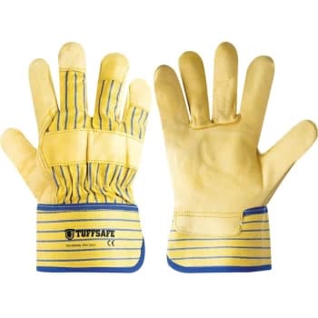 Image of Tuffsafe - Yellow Cowhide Riggers 2' Safety Cuffs Size 10
