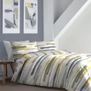 Image of Clifton Contemporary Print Easy Care Reversible Duvet Cover Set, Green, Double - Fusion