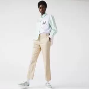 Image of Lacoste Womens New Classic Slim Fit Stretch Cotton Trousers Size 14 Beige