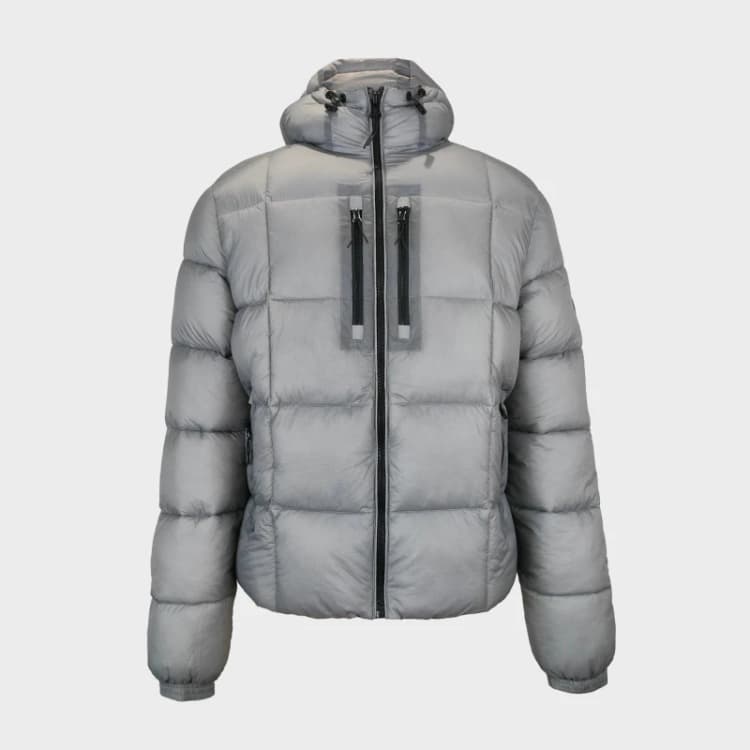 Image of Pretty Green Mens Trafford Weather-Resistant Long Sleeve Short Puffer Jacket Slate Grey male Small