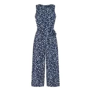 Image of Mela London Navy Blotch Print Culotte Jumpsuit - Blue