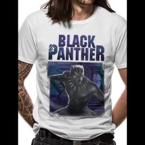 Image of Black Panther Movie - White Logo Image Mens Large T-Shirt - White
