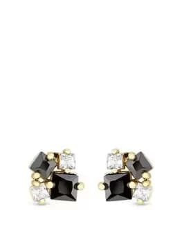 Image of Jon Richard Gold Plated And Jet Mixed Stone Stud Earrings