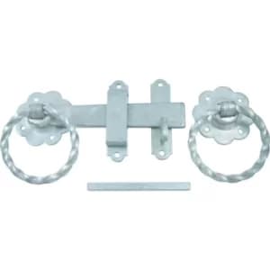 Image of 150MM Plain Ring Handle Gate Latch Set Galvanised