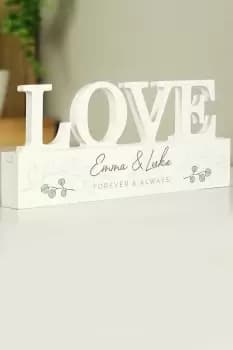 Image of Personalised Wooden Love Ornament - White