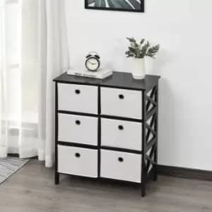 Image of HOMCOM 6-Drawer Storage Unit 3 Tier Organisation Fabric With Metal Handles Black