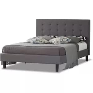 Image of Modernique - Grey Fabric King 5ft Bed with Wooden Sprung Slatted Base - Grey