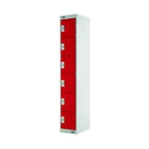 Image of Six Compartment Express Standard Locker D450mm Red Door MC00165