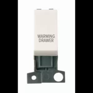 Image of Click Scolmore MiniGrid 13A Double-Pole Warming Drawer Switch Polar White - MD018PW-WDR