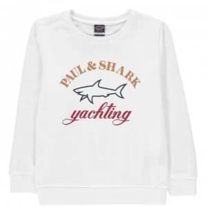 Image of Paul And Shark Crew Heritage Logo Sweater - White 010