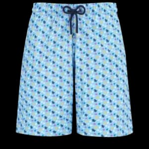 Image of Men Long Swim Shorts Micro Ronde Des Tortues Rainbow - Okorise - Blue - Size L - Vilebrequin