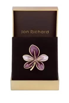 Image of Gold Plated Purple Leaf Brooch - Gift Boxed