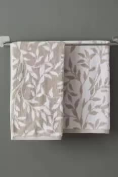 Image of 2 Pack Trailing Leaf Jacquard Hand Towel