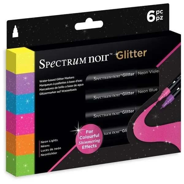 Image of Spectrum Noir Glitter Marker Pens Neon Lights Set of 6