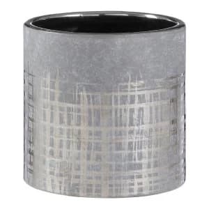 Image of Premier Housewares Embra Ceramic Planter in Grey/Silver Finish - Small