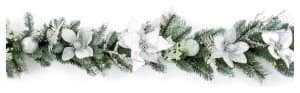 Image of Premier Decorations 1.8m Pre-Lit Poinsettia Garland - Silver
