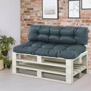 Image of Outsunny 2Pcs Garden Tufted Pallet Cushion Seat Pad 120L x 80W x 12Dcm Back Cushion Patio for Indoor Outdoor Use, Dark Grey
