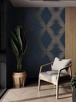 Image of Superfresco Easy Serenity Geo Wallpaper - Navy/Copper