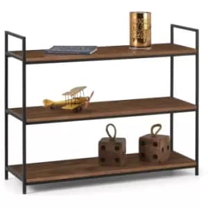 Image of Libbie - 3 Tier Low Bookcase Shelving Unit Black Metal & Walnut