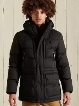 Image of Superdry Microfibre Expedition Parka Coat - Black Size XL Men