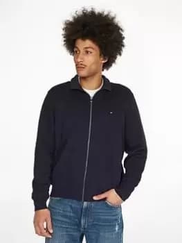 Image of Tommy Hilfiger Global Stripe Zip Through Knit - Desert Sky , Desert Sky Navy, Size S, Men