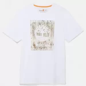 Image of Timberland Winter Graphic T-Shirt For Men In White, Size XL