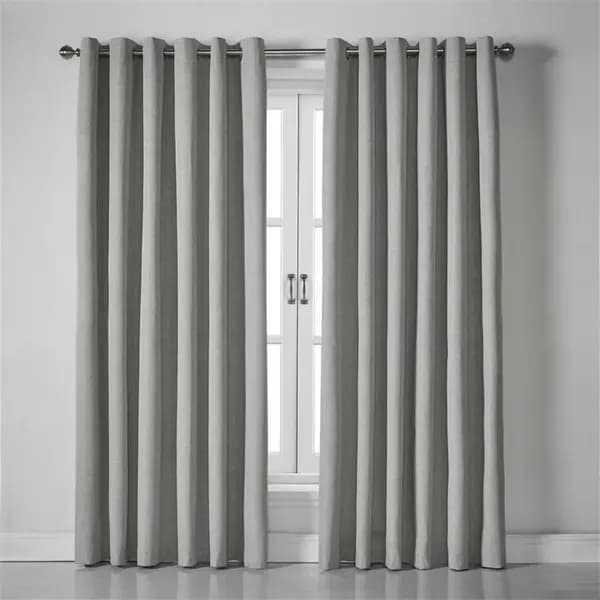 Image of Other Blackout Linen Look Ring Top Eyelet Curtains - Grey 110 x 137c