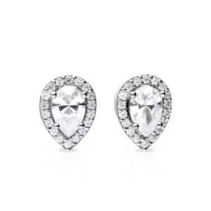 Image of Diamonfire Silver Zirconia Teardrop Halo Earrings